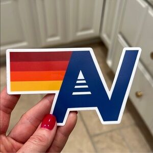 NEW Aviator Nation Blue AV Logo Sticker with Red-Orange-Yellow Stripe